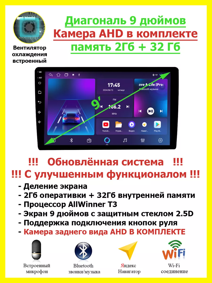 Магнитола для автомобиля Андроид с экраном 9 дюймов AndrAuto купить по цене  0 р. в интернет-магазине Wildberries в Беларуси | 44749265