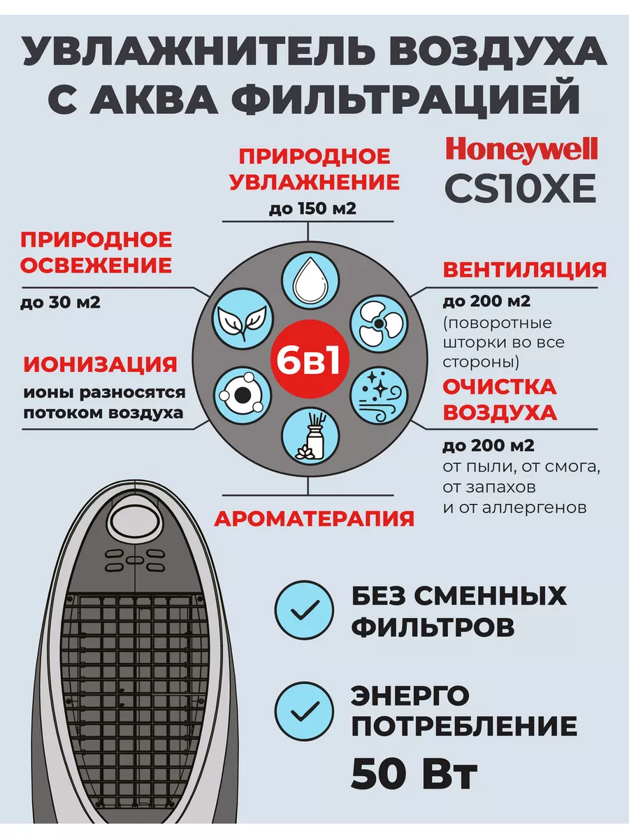 HONEYWELL Увлажнитель очиститель природного типа cs10xe