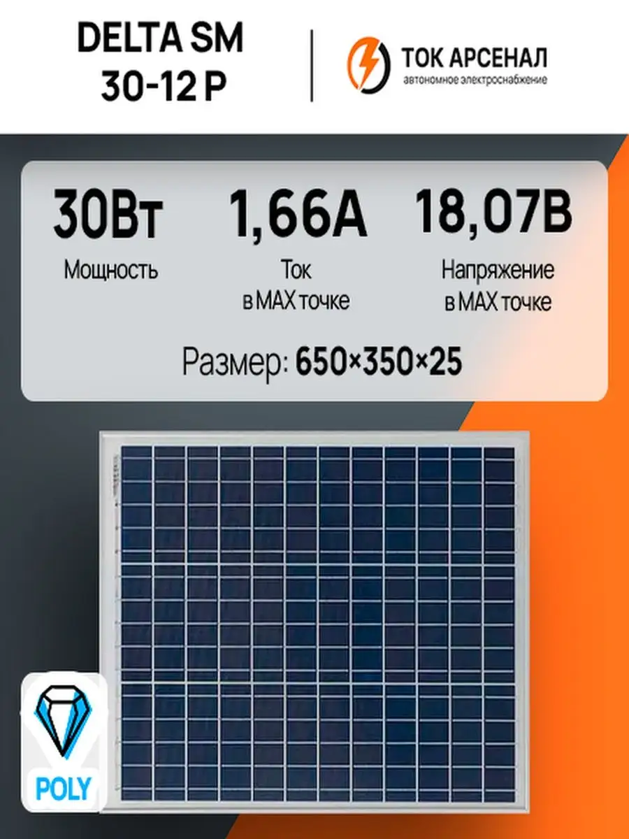 Солнечный модуль Delta SM 30-12 P Delta Solar купить по цене 2 431 ₽ в  интернет-магазине Wildberries | 47384202