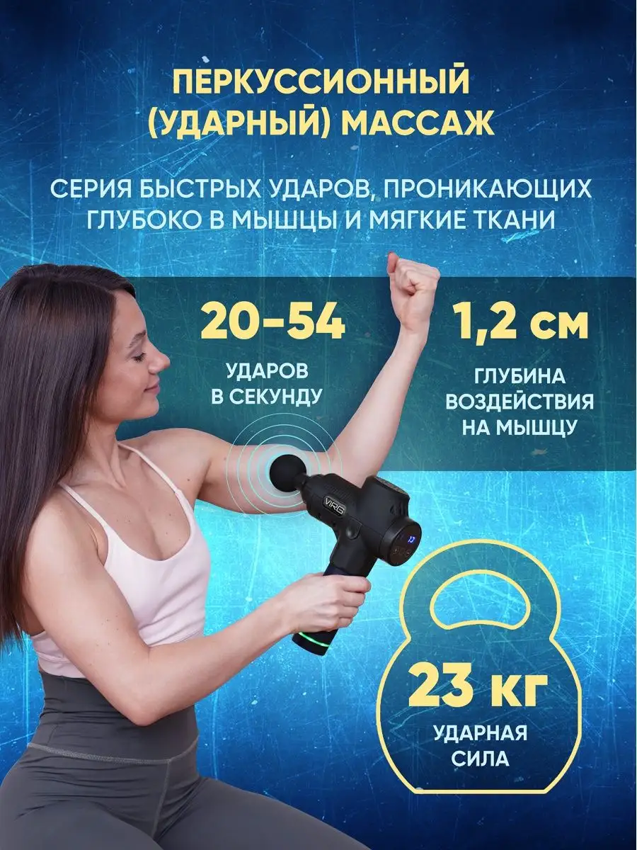 Перкуссионный массажер для тела электрический VIRG купить по цене 3 074 ₽ в  интернет-магазине Wildberries | 47488868