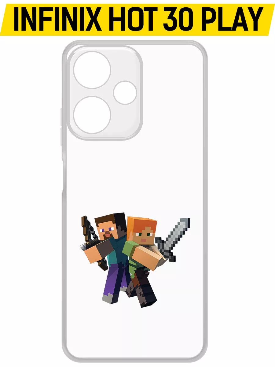 Krutoff Чехол-накладка Clear Case Minecraft-Стив и Алекс для INFINIX