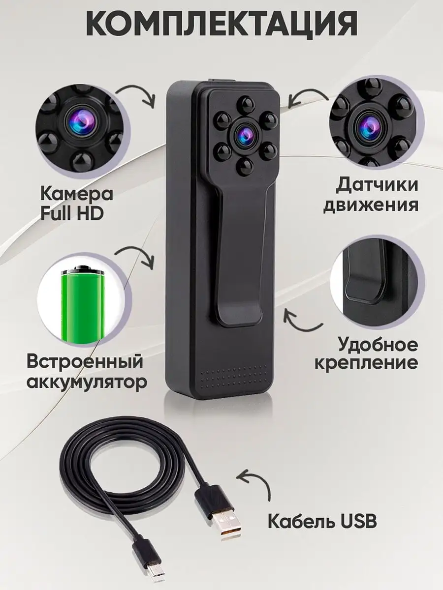 Мини-камера Full HD, видеорегистратор, без wi-fi FreeMos купить по цене 1  478 ₽ в интернет-магазине Wildberries | 50827434