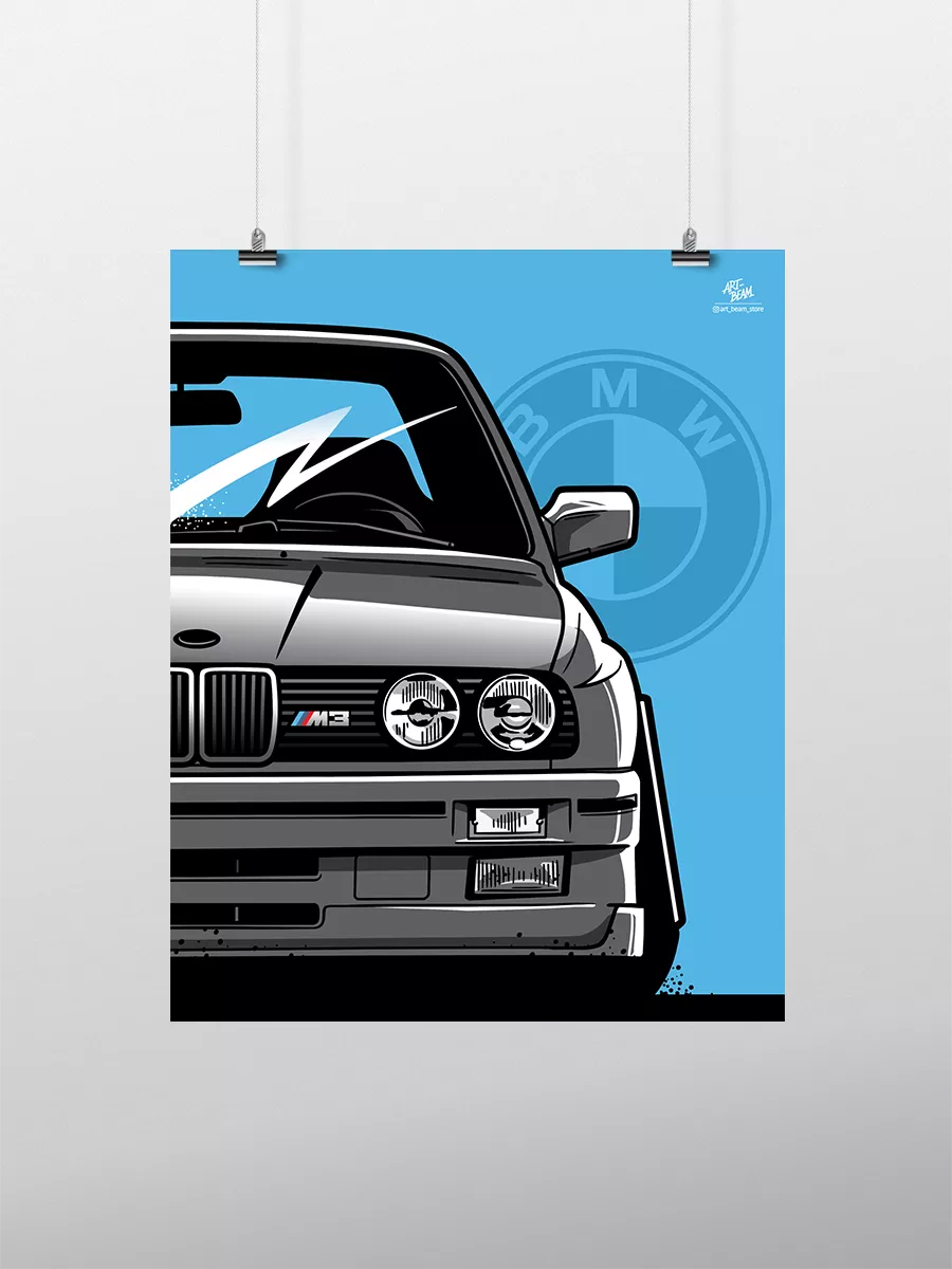 Art Beam Store Постер 50x40 см, BMW, e30, M Sport, Drift