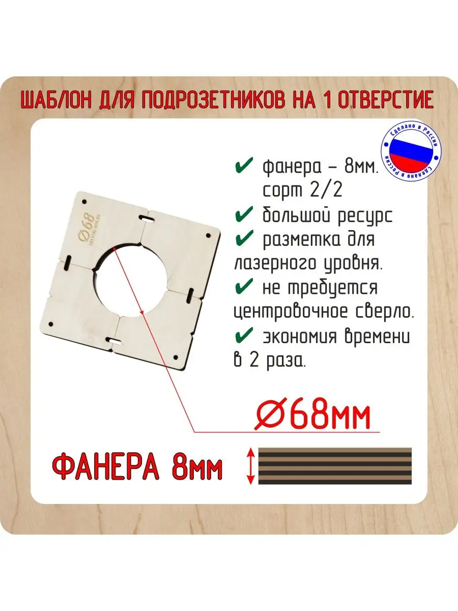 Шаблон для подрозетников на 1 отверстие Crystal-box купить по цене 168 ₽ в  интернет-магазине Wildberries | 59267500