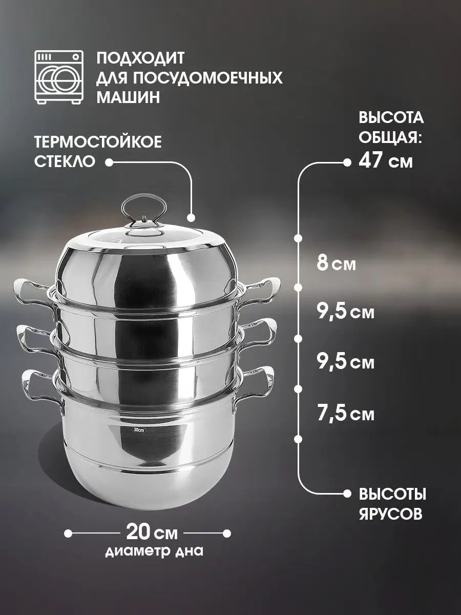 Мантоварка пароварка из нержавеющей стали 4 яруса