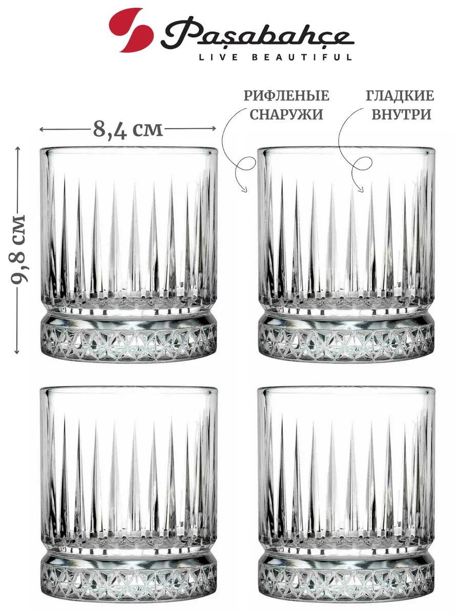 Стаканы для сока воды и виски 355 мл. 4 шт