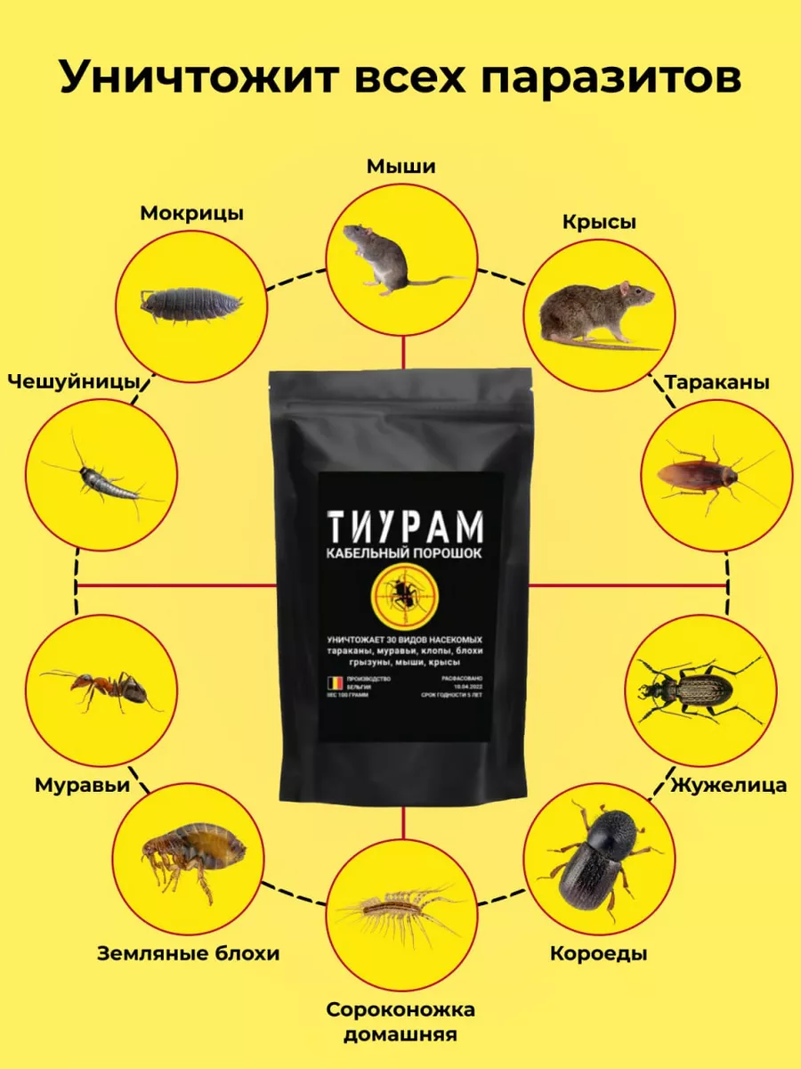 Средство от тараканов 300г+50г Тиурам от тараканов и грызунов купить по  цене 207 600 сум в интернет-магазине Wildberries в Узбекистане | 62998580