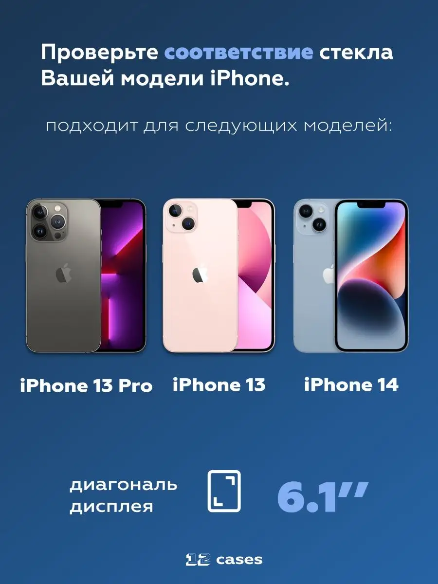 12cases Защитное стекло iPhone 13 14 и 13 Pro