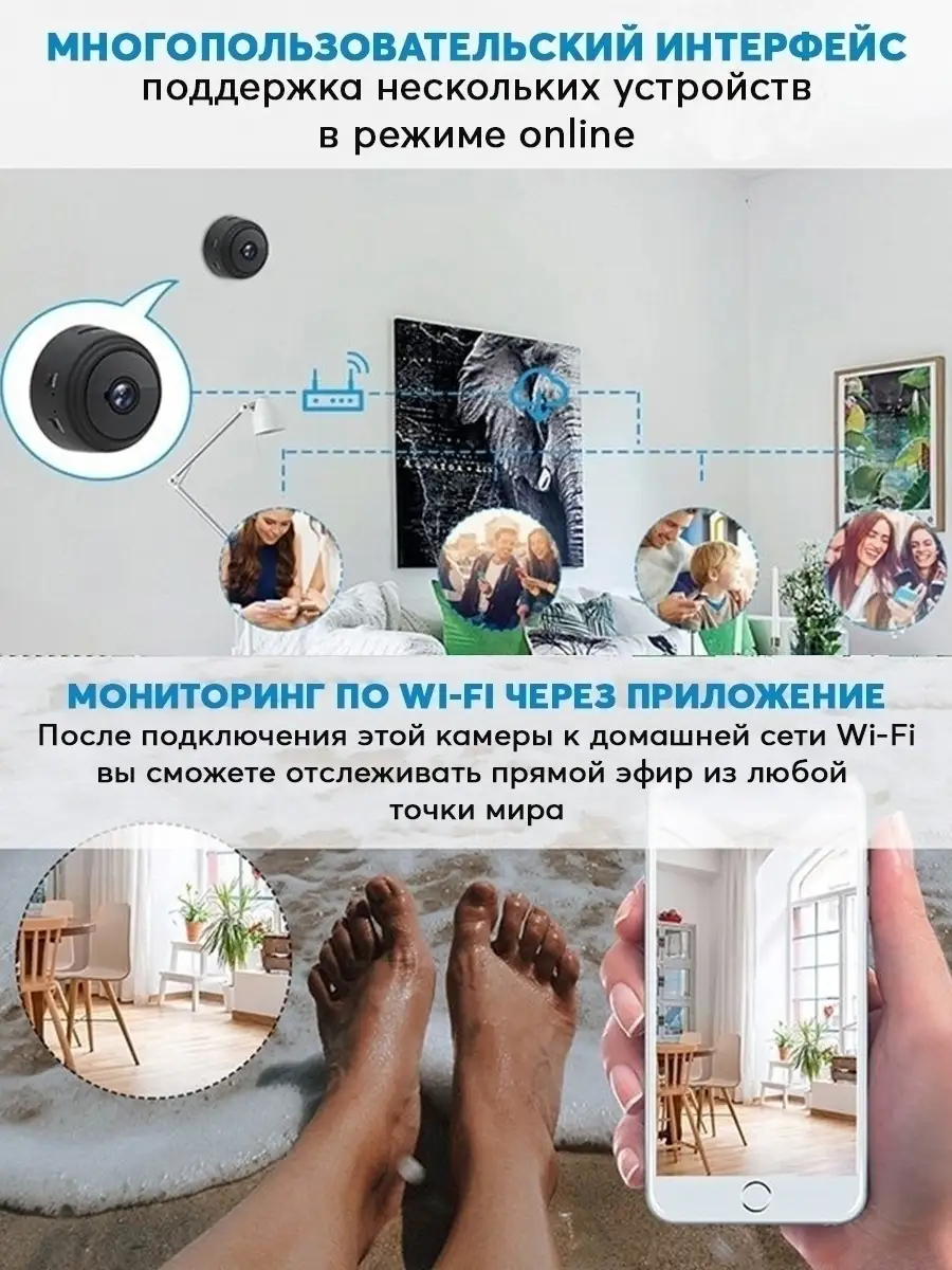 KRAINEV ELECTRONICS Портативная скрытая беспроводная мини WI FI видеокамера  для видеонаблюдения дома, офисе