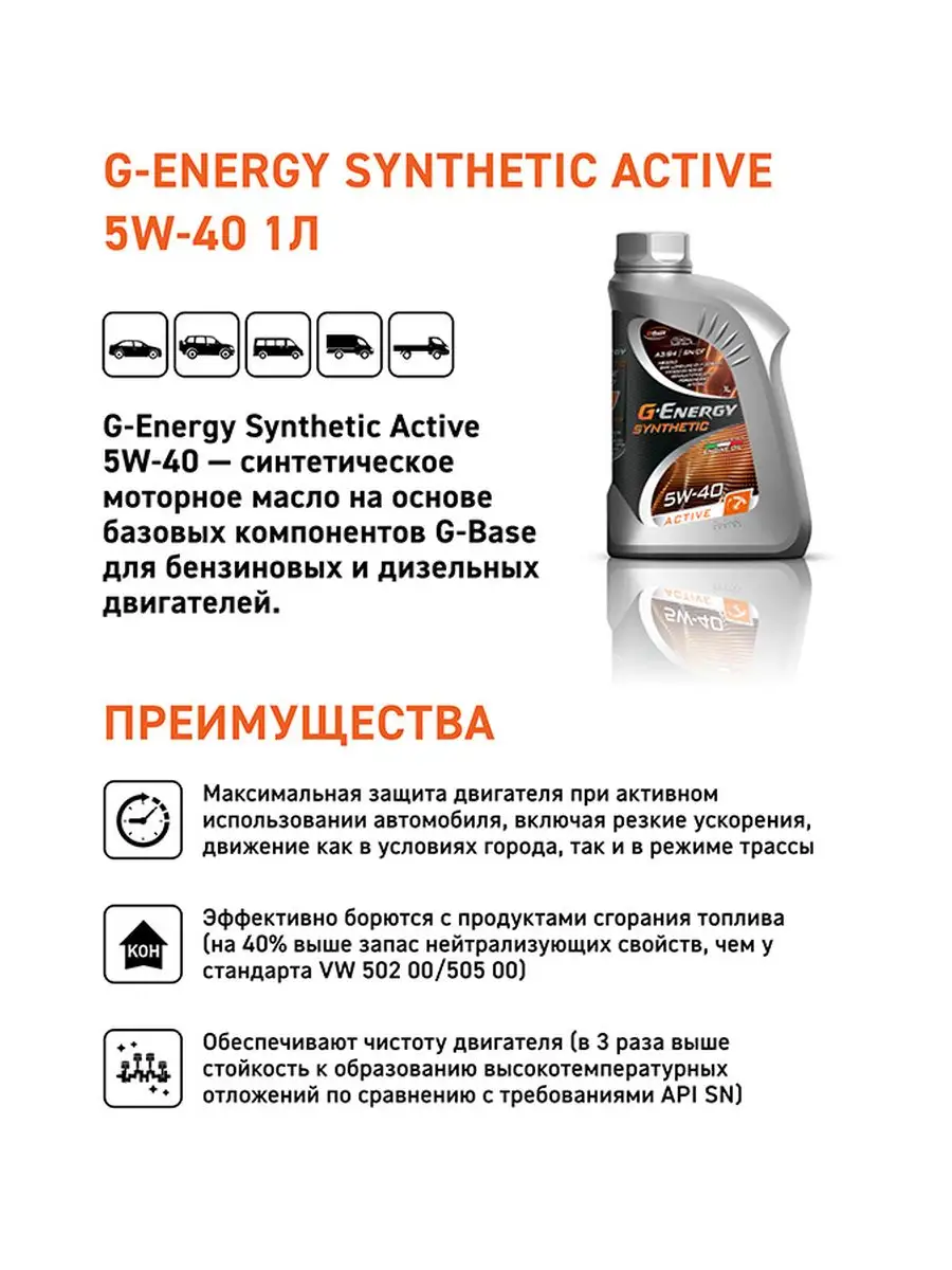 G-energy Масло моторное Synthetic Active 5W40 Синтетик Актив