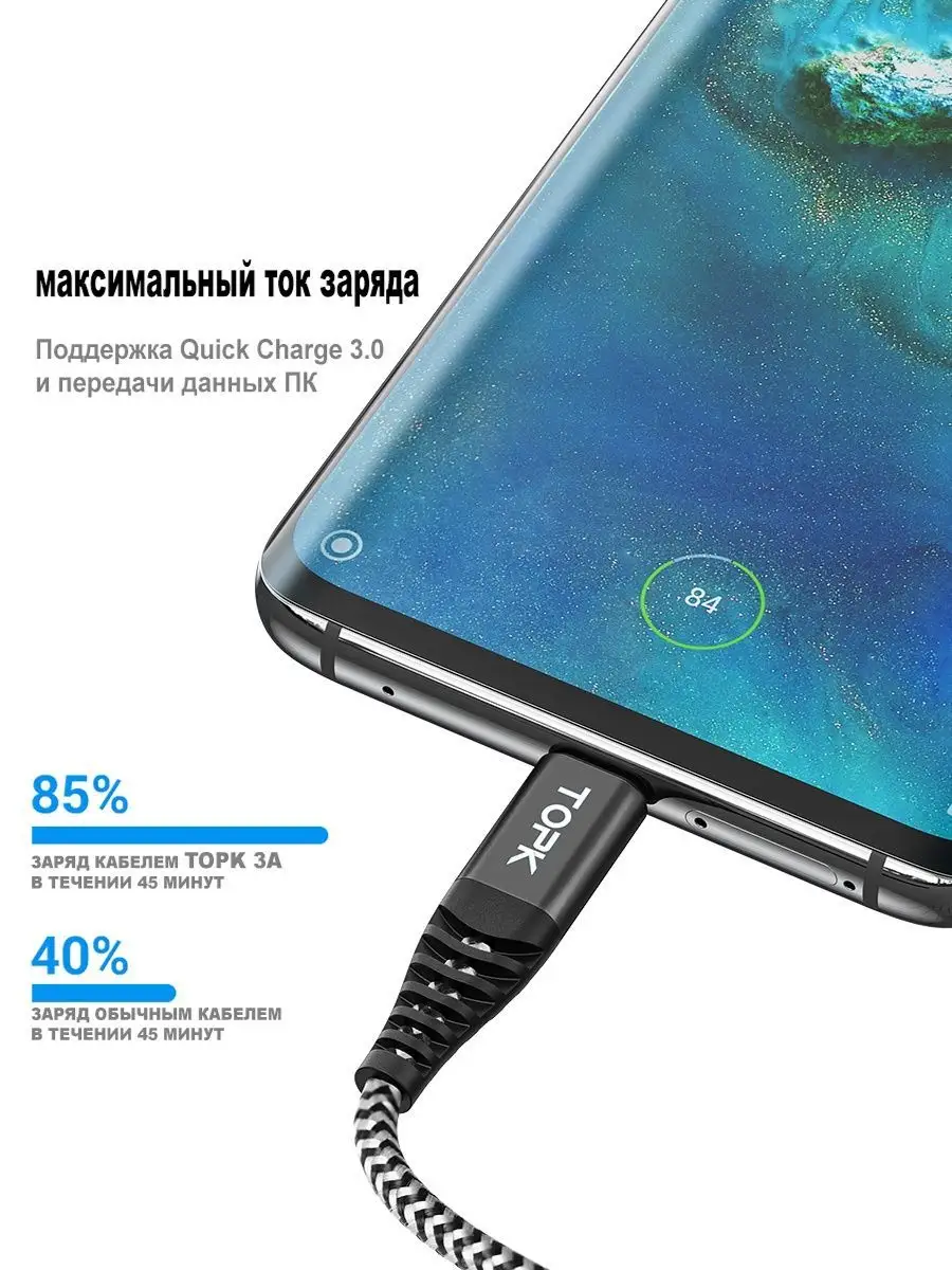 Кабель micro usb для зарядки и передачи данных TOPK купить по цене 168 ₽ в  интернет-магазине Wildberries | 66214521