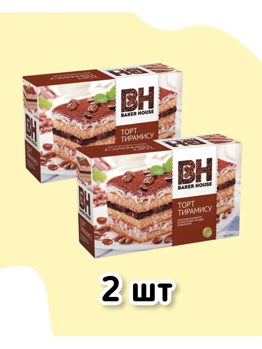 Торт тирамису шоколадный бисквитный 2 шт BAKER HOUSE купить по цене 482 ₽ в  интернет-магазине Wildberries | 66277439