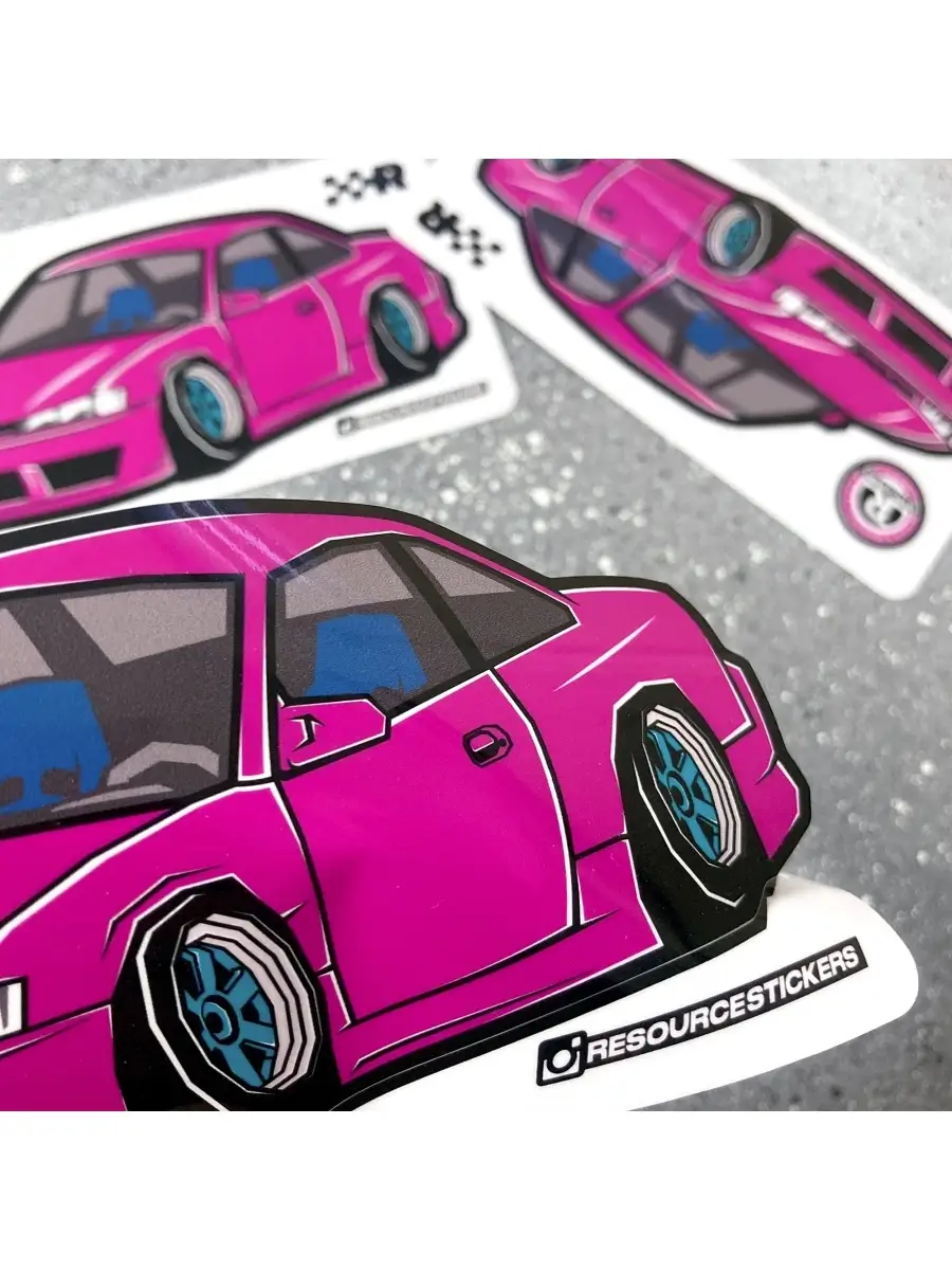 Resource Stickers Наклейка автомобиль Nissan Silvia S14 розовая 15х6.5