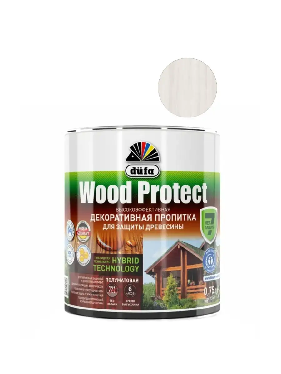 Wood Protect Пропитка декоративная для защиты древесины Dufa белая 0,75 л