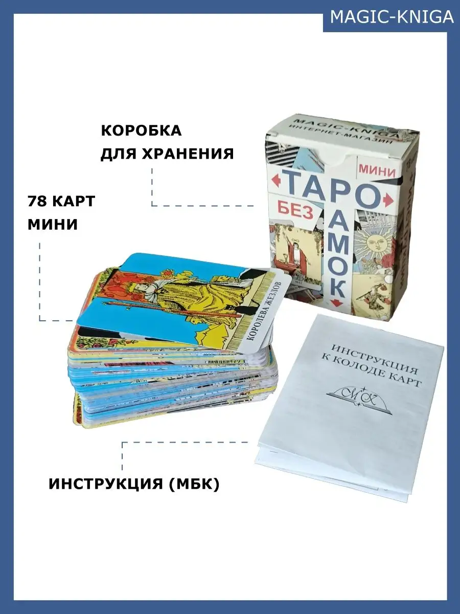 Классическое Таро. Мини-колода (78 карт, 2 пустые и инструкция в коробке)