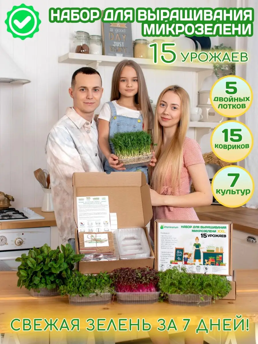 Микрозелень набор для выращивания 15 ур. семена микрозелени Vitaminarium  купить по цене 26,97 р. в интернет-магазине Wildberries в Беларуси |  67874400